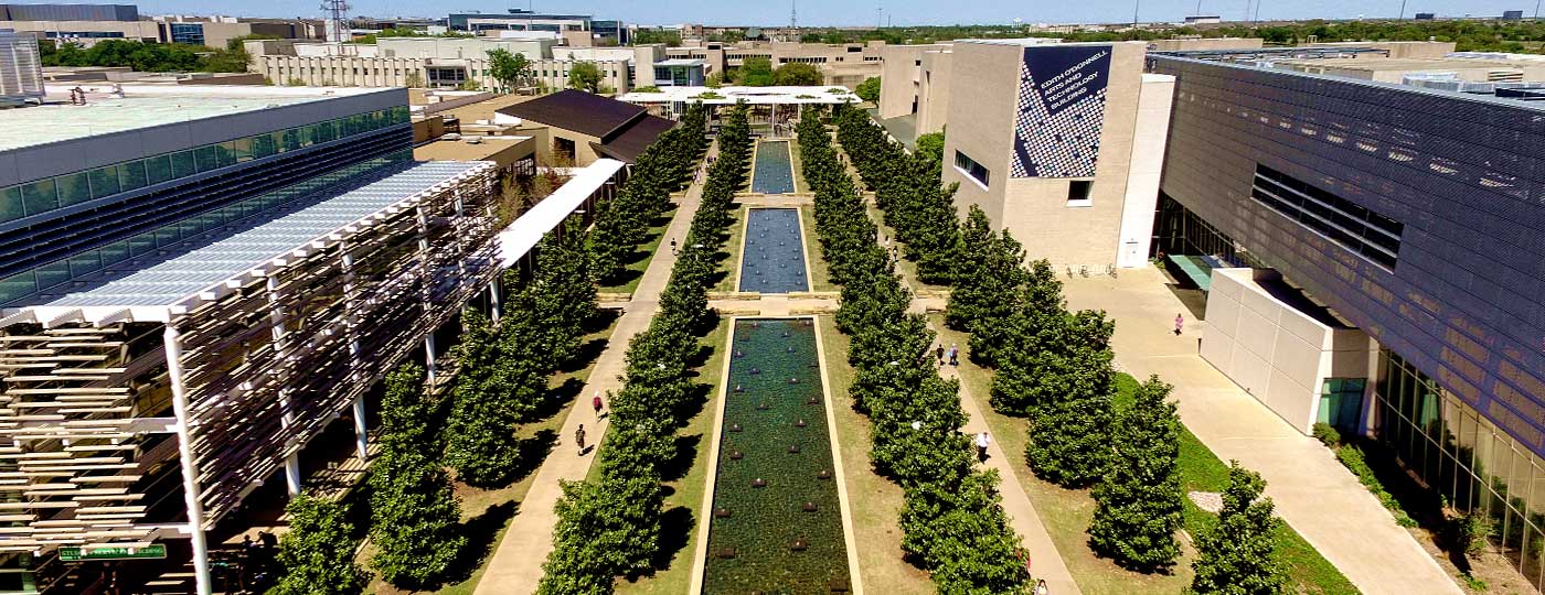 aerial view of the campus mall